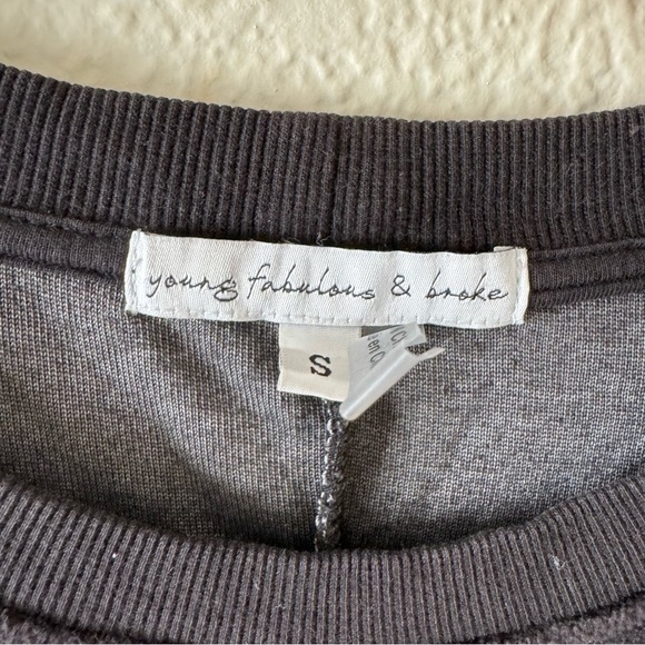 Young Fabulous & Broke Caroline Black Velour Pullover Sweatshirt Size small - Picture 6 of 7